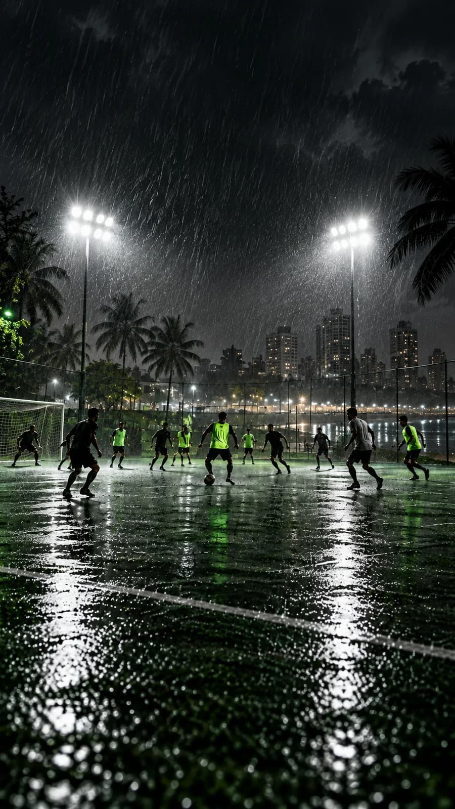 Campo de futebol à noite